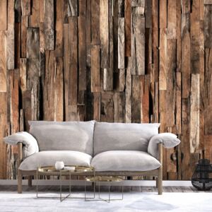 Samolepící fototapeta - Dřevěná opona (hnědá) - Wooden Curtain + zdarma lepidlo - 196x140
