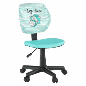 Dětská otočná židle, látka vzor / mentolová, BLUES