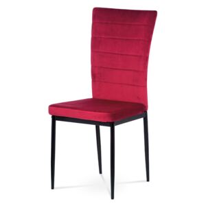Jídelní židle AC-9910 RED4 látka červená samet, kov černý mat