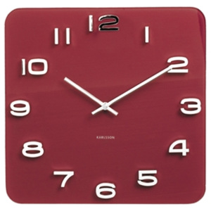 Karlsson Skleněné nástěnné hodiny - Karlsson Vintage Red Square, 35x35 cm