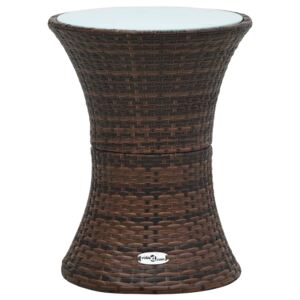 Zahradní odkládací stolek tvar bubnu hnědý polyratan