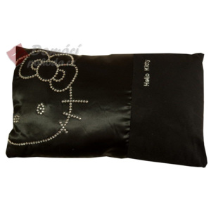 CTI Dekorační polštářek Hello Kitty, černý - 28x42 cm s výplní