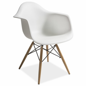 Jídelní plastová židle v bílé barvě na dřevěné konstrukci KN1071