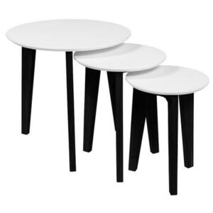 SCANDI Bíločerný set konferenčních stolků Alvin 50/35/30 cm