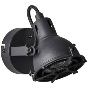 Brilliant G54310/86 JESPER - Industriální nástěnná bodovka v černé barvě, včetně LED žárovky