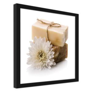 CARO Obraz v rámu - Natural Soap With A Flower 40x40 cm Černá
