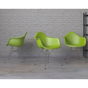 Židle P018 PP zelená, chromované nohy, dřevo, barva: zelená