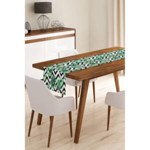 Běhoun na stůl z mikrovlákna Minimalist Cushion Covers Jungle Leaves Stripes, 45 x 145 cm