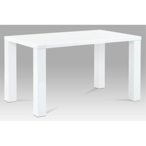 Jídelní stůl 135x80x76 cm, vysoký lesk bílý AT-3007 WT AKCE