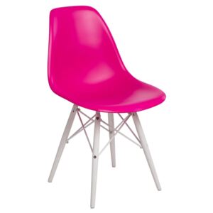 Židle P016V PP tmavě růžová/bílá, buk, barva: bílá