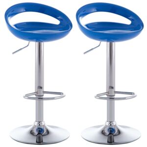 Barové stoličky z umělé hmoty 2 ks | modré