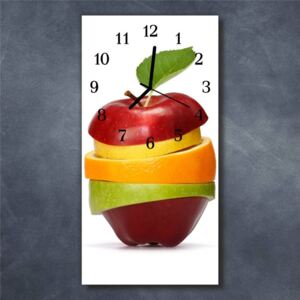 E-shop24, 60x30 cm, Hnn16325189 Nástěnné hodiny obrazové na skle - Jablko plněné ovocem