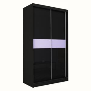 Skříň s posuvnými dveřmi TANNA, černá/bílé sklo, 150x216x61