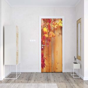 GLIX Fototapeta na dveře - Wood Fence Flowers | 91x211 cm
