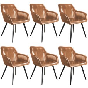 Tectake 404104 6 židle z umělé kůže marilyn - hnědo - černá