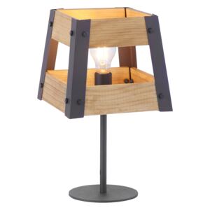 LEUCHTEN DIREKT stolní lampa v rustikálním designu ze dřeva v černé barvě, lakované železo s paticí E27