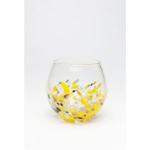 KARE DESIGN Žlutá skleněná kulatá váza Abstract Dots 19cm