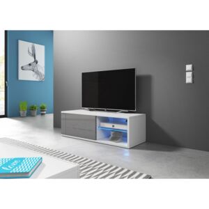 VIVALDI Televizní stolek BEST s LED osvětlením, bílý/šedý