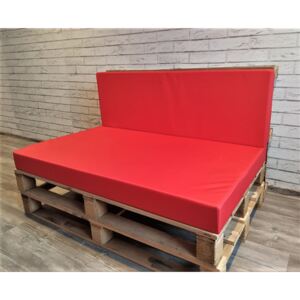Paletové sezení - sedák 120x80 cm, opěrka 120x40 cm, barva červená, výplň molitan Mybesthome