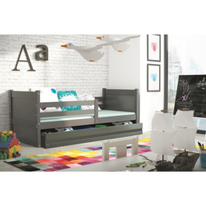 Dětská postel FIONA + matrace + rošt ZDARMA, 90x200 cm, grafit, grafit