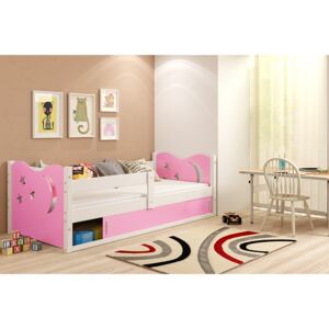 BMS Goup Dětská postel Mikuláš 1 - Bílá/růžová 160x80cm