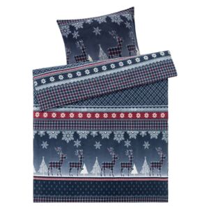 MERADISO® Fleecové ložní prádlo, 140 x 200 cm (Vánoce/modrá)