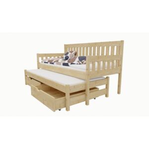 Dětská postel s výsuvnou přistýlkou M 006 80 x 190 cm surové dřevo