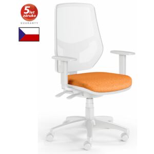 Emagra Kancelářská židle LEX 230/BW - síťovaná - bílý plast - oranžová