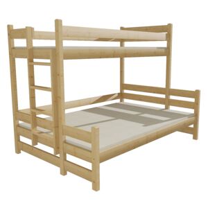 Patrová postel s rozšířeným spodním lůžkem PPS 003 80/120 x 180 cm surové dřevo vpravo