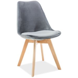 Židle DIOR velvet buk/šedá polstrování č.72, buk, barva: šedá