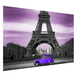 Fototapeta Fialové auto před Eiffelovou věží 200x135cm FT1369A_1AL