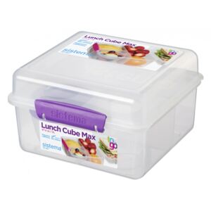Box na potraviny Sistema Lunch Cube Max with Yogurt Pot Barva: fialová