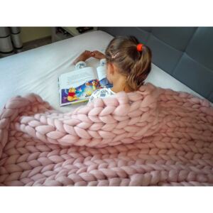WOOLOPE Heboučká dětská merino deka - pudrově růžová 80x80 cm