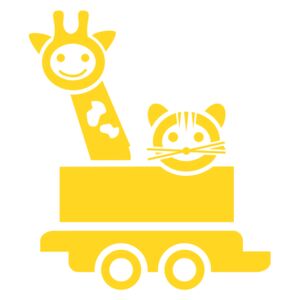 Vagónek s žirafou a tygříkem - samolepka na zeď