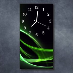 E-shop24, 60x30 cm, Hnn8958706 Nástěnné hodiny obrazové na skle - Abstrakt zelený