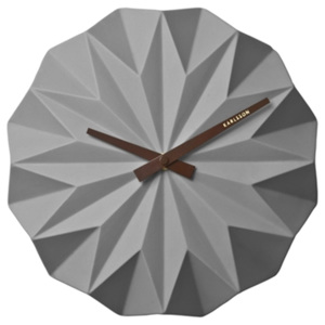 Designové nástěnné hodiny - Karlsson Origami Matt Grey, Ø 27 cm