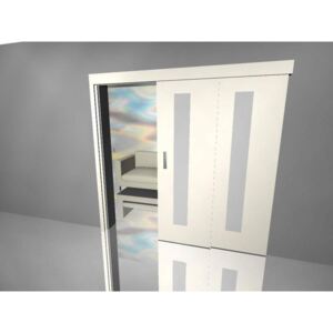Posuvné dveře Posuvné dveře dvoukřídlé sklo vertikas platinově bílá lamino 18mm