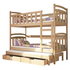 Patrová postel Damian + 3x matrace - borovice