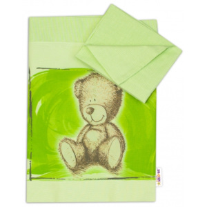 Baby Nellys 2-dílné povlečení do kolébky 90x80 cm, Sweet Dreams by Teddy - zelená