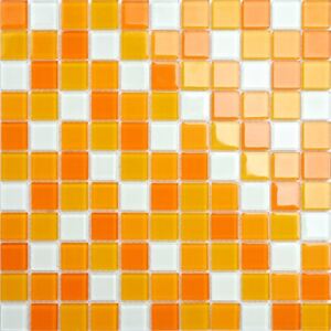 Maxwhite CH4008PM Mozaika skleněná, bílá, oranžová 30 x 30 cm