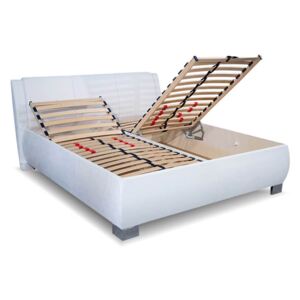 Čalouněná postel s úložným prostorem Norka White, čelní výklop , 160x200 cm, Matrace ALFA