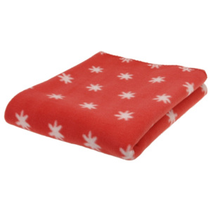 Home collection Vánoční fleecová deka 130x170 cm červená s bílými vločkami