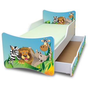 Dětská postel se zábranou a šuplík/y Zoo