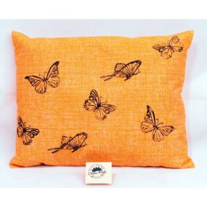 Pohankový polštář s levandulí - oranžový, motýli