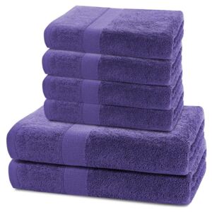 Sada froté ručníků a osušek tmavě fialová 6 ks