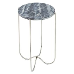 Výprodej Odkládací stolek Edel šedý mramor, stříbrná