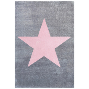 LIVONE Dětský koberec STAR stříbrná-šedá/růžová Varianta: 120x180 cm