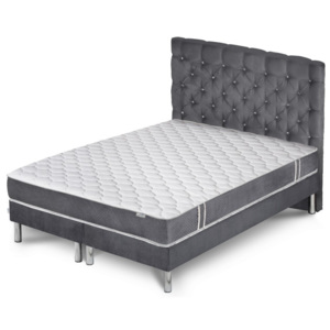 Šedá postel s matrací a 2 boxspringy Stella Cadente Maison Syrius Forme, 180 x 200 cm