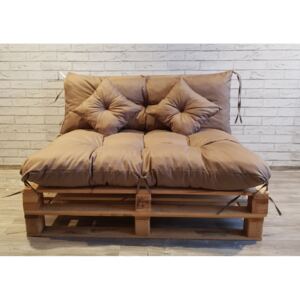 Paletové prošívané sezení - sedák 120x80 cm, opěrka 120x40 cm, 2x polštáře 30x30 cm, barva cappuccino, Mybesthome