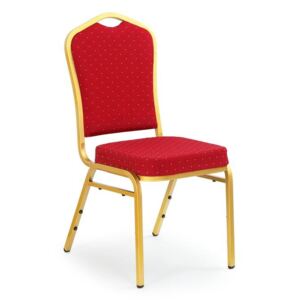 K66 židle bordová, Rošt: zlatý, Sedák s čalouněním, Nohy: ocel, čalounění, barva: červená, bez područek kov
